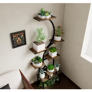 Plant Stand Indoor with Grow Lights, 6 Tiered Tall Plant Shelf, 63" Metal Plant Stand for Indoor Plants Multiple, Half-Moon Plant Rack Display Shelf, 2 Pcs Plant Holder for Living Room, Patio