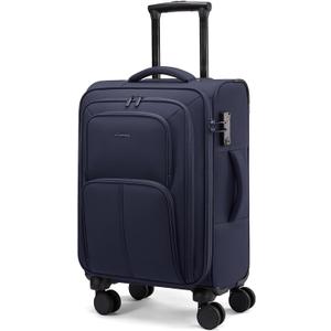 LOVEVOOK Carry On Luggage 22x14x9 Airline Approved, 22 Inch Softside Suitcases with Spinner Wheels, Lightweight Carry-on Suitcase with TSA Lock for Women Men, Large Luggage for Travel Business Trip (Navy)