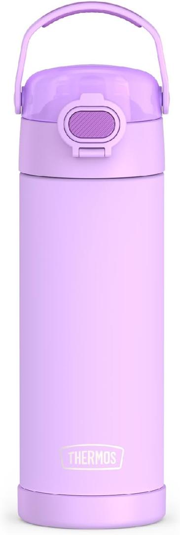 THERMOS FUNTAINER 16 Ounce Stainless Steel Vacuum Insulated Bottle with Wide Spout Lid, Neon Purple