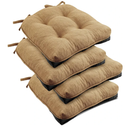 Indoor Chair Cushions for Dining Chairs, Tufted Overstuffed Textured Kitchen Chair Pads with Ties and Non-Slip Backin