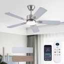 42 inch Modern Ceiling Fans with Lights APP/Remote Control, Low Profile Reversible 6 Speeds Dimmable Ceiling Fan Light for Indoor/Outdoor Bedroom Living RoomNickel