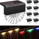 Solar Deck Lights Outdoor - 8 Pack Solar Step Light CIYOYO Waterproof Fence Lights for Patio Stairs Post Pathway Porch Driveway Yard Garden Decor, Warm White/ LED Color Glow Lighting