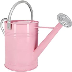 Galvanized Iron Watering Can for Indoor Plants, DIY Watering Cans for House Plant Garden Flower, Long Spout Water Can for Outdoor Watering Plants 6.44L 1.7Gallon (Pink)