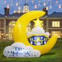6FT Tall Inflatable Ramadan Moon Outdoor Decoration, Waterproof Inflatable Eid Mubarak Decor, Blow Up Muslim Holy Celebration Decor Built-in 4 LEDs for Yard, Garden, Lawn, Indoor