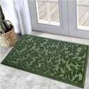 Bulijojo Outdoor Indoor Entrance Doormats,Durable Heavy Duty Welcome Mat,Thick Absorbent Natural Rubber Non Slip Mat,Easy Clean Entryway Rug 17x30 Inch Leaves Green (1'5" x 2'6", Leaves Green)