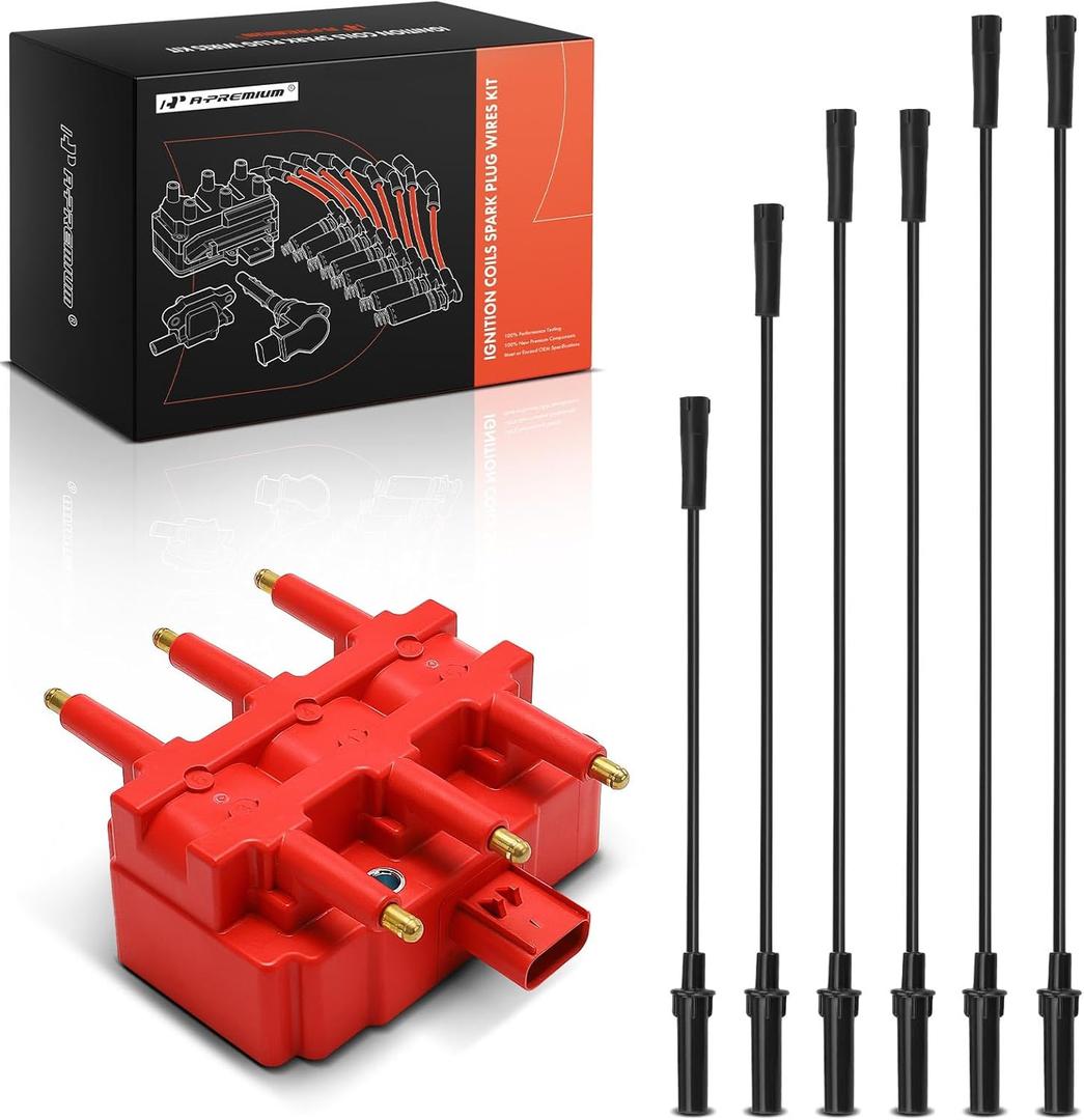 A-Premium 1 Ignition Coil with 6 Wires Compatible with Dodge Grand Caravan 2001-2010, Caravan 2001-2007 & Chrysler Town & Country 2001-2010, Pacifica 2005-2008, Voyager & Volkswagen Routan, 3.3L 3.8L