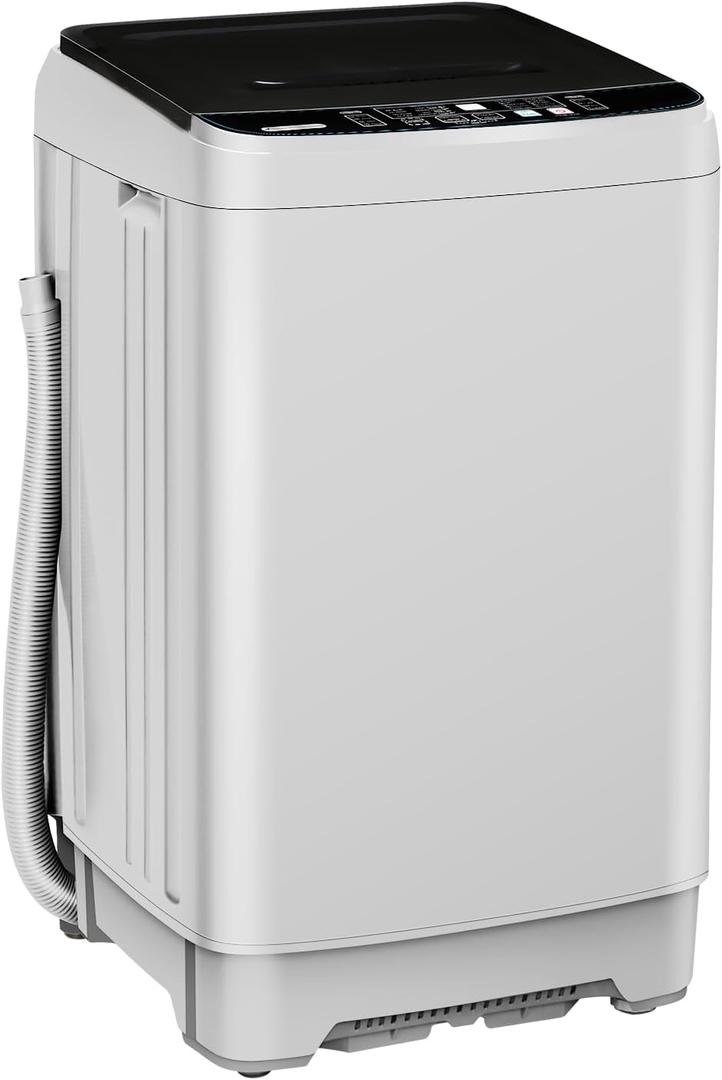 17LBS Full Automatic Portable Washer & Spinner Combo, 10 Programs 8 Water Levels, Compact Laundry Machine for Apartment RV Dorm, White