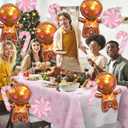 3 x 13Pcs Gingerbread Balloons and Candy Cane Foil Balloons for Pink Christmas Gingerbread Decorations, Christmas Candy Cane Birthday Baby Shower Party Decorations