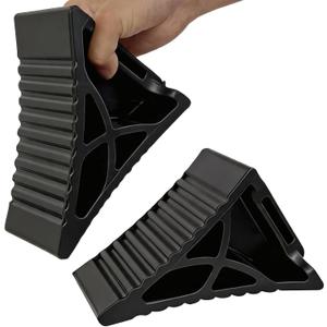 Rubber Wheel Chocks for RV Trailer, Upgraded Deformable Design, Wrapping Around Tires, Conforming to Ground, Better Load-Bearing and Anti-Slip, Safety, Durable, 2 Pack