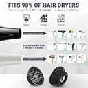 Universal Hair Diffuser for Blow Dryer - Fits All 1.4-2.4 inch Dryers, Professional Ionic Diffuser Attachment for Curly/Wavy Hair, Reduces Frizz & Enhance Curls, Lightweight, Travel-Friendly (Black)