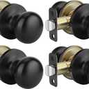 Goldenwarm Black Closet Door Knobs, Passage Door Knobs, Matte Black Door knob Without Lock for Hallway, Closet(4 Pack)