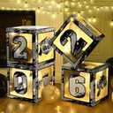 Woanger 44 PCS Graduation 2026 Box Decoration - Congrats Grad Party Box Set with LED Light Strings & Balloon Proud of You Party Supplies for Class of 2026 School College(Black and Silver)