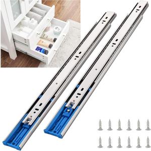 VAPSINT 2 Pairs 22 Inch Soft Close Drawer Slides Ball Bearing Full Extension Side Mount Dresser Drawer Slides,110LB Capacity Heavy Duty 3 Flods Drawer Runners for Cabinet (22 Inch-2 Pairs)