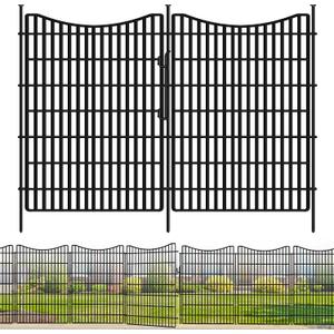 5 Panels No Dig Outdoor Garden Fence for Yard, 48 in(H) X 12 ft(L) Animal Barrier Fence with Lock, Tall Metal Garden Fence Panels, Temporary Fence Outdoor for Yard, Dog, Rabbits
