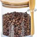Glass Jars with Bamboo Lids & Bamboo Spoons - 25Oz Glass Storage Container, Large Glass Coffee Nuts Canister Airtight, Hold Coffee Beans, Tea, Flour, Sugar, Nuts, Candy, Bath Salts & More, Decorative