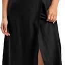 Amazhiyu Women's 100% Linen Summer Sleevelesss V-Neck Wrap Midi Dresses Casual (Large, Black)
