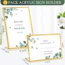 18 Pack Gold Frame Acrylic Sign Holder Wedding Table Number Slanted Clear Menu Holder Picture Document Brochure Double Sided Stands Photo Office Display(Vertical and Horizontal,6 x 4 In)