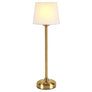 YAYZA! Cordless Table Lamp Adjustable Height Desk lamp, Fabric Shade 7500mAh Rechargeable LED Wireless Touch Night Light Stepless Dimming, 3 Color Temperatures with Edison Bulb (High Gold - 2 Pack)