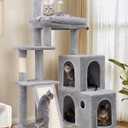 Globlazer Cat Tower for Indoor Adult Cats, 50-inch Heavy Duty Cat Tree House for Big Cats with Extra-Large Padded Platform, Sisal Scratching Board, 2 Large Condos, F50, Light Grey