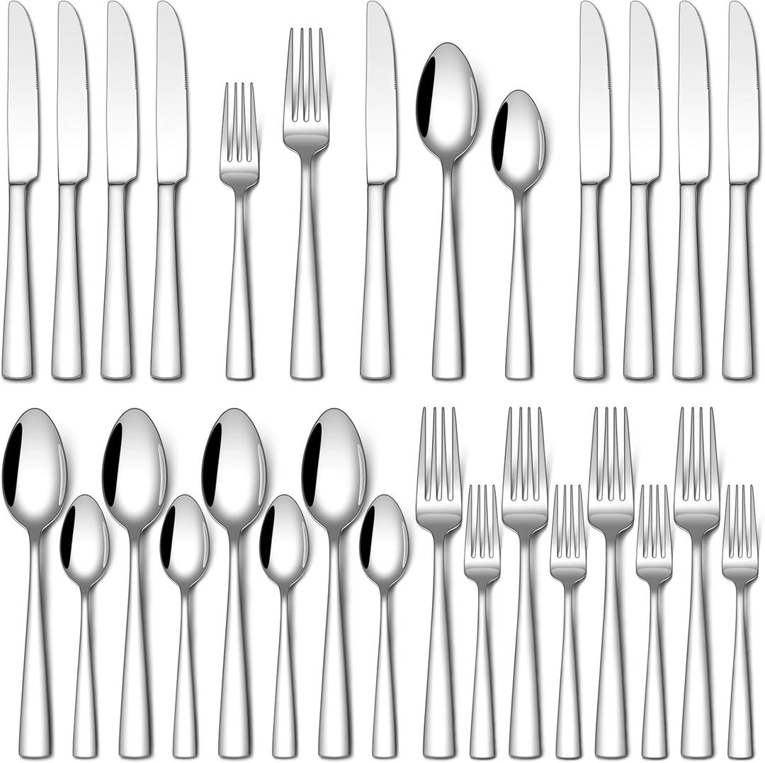 Stapava 20 Piece Silverware Set, Food-Grade Stainless Steel Flatware Sets for 4 Mirror Polished Cutlery Utensil Sets Include Dinner Knives Spoons and Forks Set Dishwasher Safe for Home Restaurant