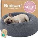 Bedsure Calming Dog Bed for Medium Dogs - Donut Washable Medium Pet Bed, 30 inches Anti-Slip Round Fluffy Plush Faux Fur Cat Bed, Fits up to 45 lbs Pets, Dark Grey
