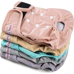 Washable Reusable Female Dog Diapers(5 Pack) Small Medium Large Doggie Puppy & Doggy Dog Diaper, Period Panties in Heat, Large, Pink Purple Brown Green Blue