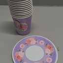 HOMIX 24 Paper Tea Cups and Plates, 7 OZ Disposable Paper Teacups and Saucer Sets for Hot and Cold Drinks for Birthday, Princess, Floral, Tea Party Decorations