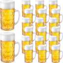 Suclain 20 Pcs Large Plastic Beer Mugs with Handle, 34 Oz German Beer Stein