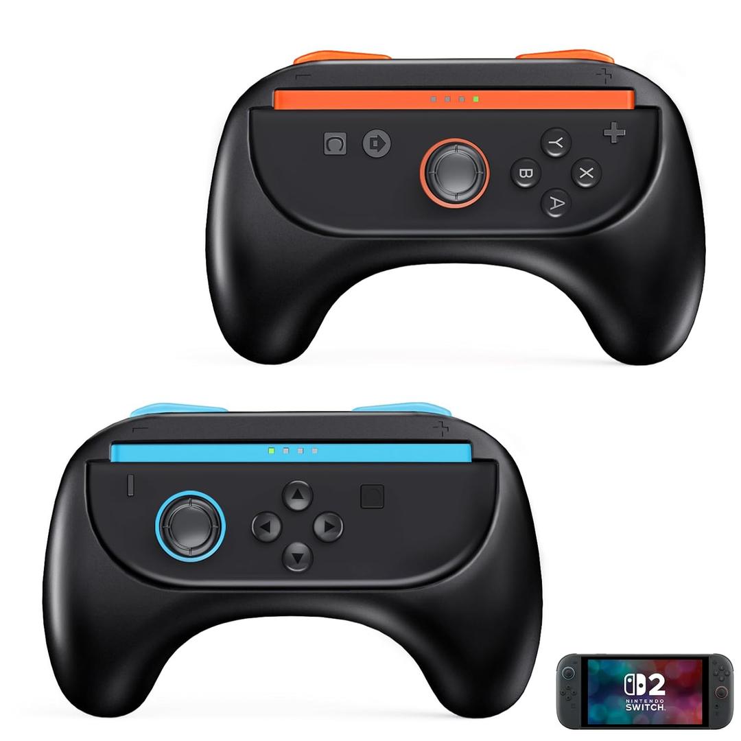 KUNSLUCK Joy-Con Grips for Nintendo Switch 2 (2025), Ergonomic Handle Grips for Switch 2 Joy Cons Controller, 2 Pack (Black)