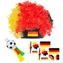 2026 Soccer Fan Gear Set, Germany Flag Clown Wig, Temporary Tattoos & Loud Horn, Cheer Accessories for International Football Matches, Stadium Parties & Global Tournament Celebrations 5