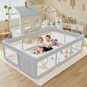 Baby Playpen 74x50 Inch, Playpen for Babies and Toddlers, Play Pen Indoor & Outdoor Active Center, Sturdy Safety Playard with Anti Slip Suction Cups, Skin-Friendly Fabric, Large Space Baby Fence