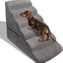 30 inch Dog Steps for Small Dogs Up to 30-36 Inch Tall, Pet Cat Dog Ramp Ladder for Doggie, Old Cats, Kitty Grey No Assembly Required