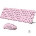 Wireless Keyboard and Mouse Combo, 110 Round Quiet Keys, Adjustable Optical Mouse, Share 1xUSB Receiver, Power Switch, for Windows Mac(Blue)