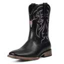Rvminyta Cowboy Boots for Men Square Toe Western Boots Slip Resistant Country Boot Retro Classic Embroidered Pull On Boot for Festivals and Gift-giving, Size 11