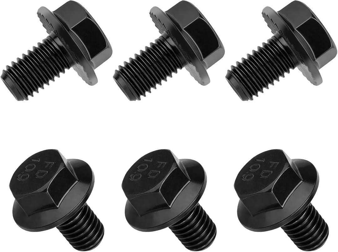 6pcs 2307304 Torque Converter Bolts, Premium Carbon Steel Trans Transmission Bolts Compatible with 4L60E 4L65E 4L70E 4L80E 700R4 200-4R 3L80 4T60E 4T65E Transmission for Repair & Rebuild