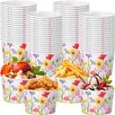 Hsei 60 Pcs 16oz Floral Disposable Soup Bowls Ice Cream Cups Flowers Snack Paper Bowls Wildflower Dessert Sundae Yogurt Cups Hot Cold Drink for Holiday Spring Party Supplies
