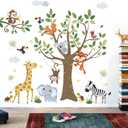 Jungle Animals Wall Decals for Baby: Peel and Stick Monkey Elephant Giraffe Tiger Wall Stickers - Wall Decor Art Kids Supplies Ages 1-12 Years