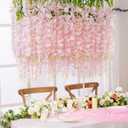 60 Pack Light Pink Wisteria Hanging Flowers, Fake Flowers for Decoration, Artificial Hanging Flowers,Vines for Bedroom,Flower Garland for Home,Party,Garden, Wall,Wedding Decoration(3.6 Ft/Pcs)