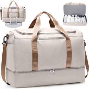 Travel Duffle Bag with Shoe Compartment, XL Weekender Bags for Women, Carry On Overnight Bags for Gym Sports & Business Trips, Water-Resistant Hospital Bag for Labor and Delivery
