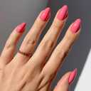 Glamnetic Press On Nails - Flamingo Pink | Opaque Classic Pink Short Almond Fake Nails, Reusable | 15 Sizes - 30 Nail Kit