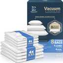 8 Pack Vacuum Storage Bags  4 XXL & 4 Jumbo Vacuum Seal Bags for Blankets, Comforters, Clothing & Bedding - Space Saver Compression Bags