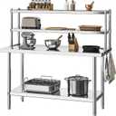 DWVO 48x24in Stainless Steel Table with Adjustable Overshelf | NSF Metal Prep Worktable for Kitchen Restaurant Hotel Garage Warehouse Home Commercial