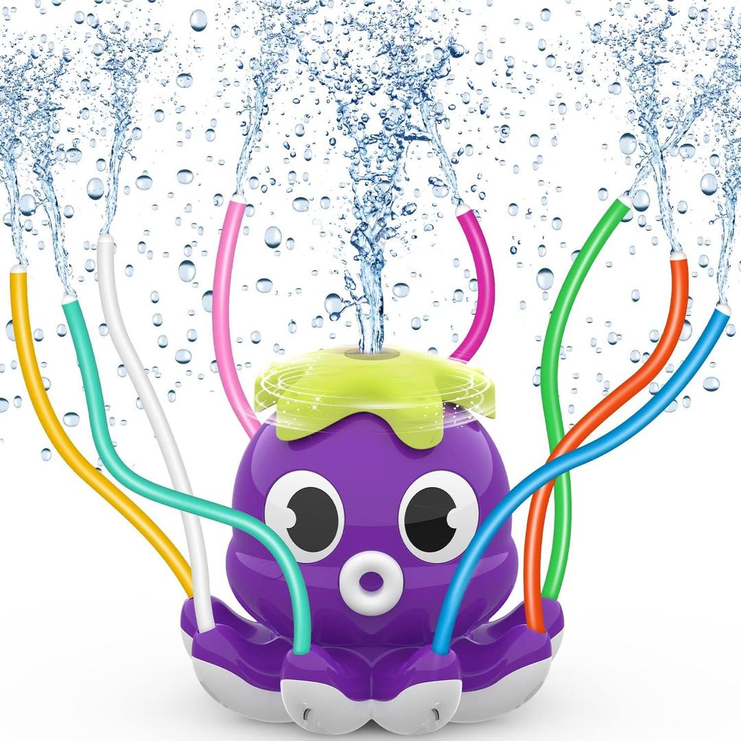 SAMTOP Outdoor Water Spray Sprinkler for Kids and Toddlers, Summer Outside Toys Backyard Games with 8 Wiggle Tubes, Attaches to Garden Hose Splashing Fun Toys for 3 4 5 6 7 8 Year Old Boys Girls Gifts, Small