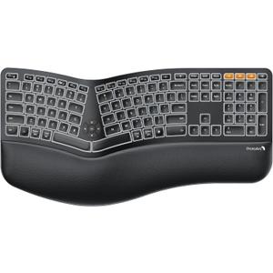 ProtoArc Backlit Bluetooth Ergonomic Keyboard, EK01 Plus Full Size Wireless Split Keyboard with Dual Bluetooth and USB, Cushioned Wrist Rest, Rechargeable, Compatible with Windows/Mac/Android, Black