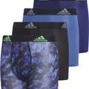 adidas Youth Performance Boxer Brief, Kids Underwear, Athletic Fit Microfiber Boxer Briefs (Small, Galaxy Camo Black-dark Blue/Dark Blue/Black)