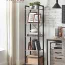 VASAGLE 5-Tier Bookshelf, Bookcase with Steel Frame, Book Shelf for Living Room, Home Office, Study, 11.8 x 15.7 x 60.2 Inches, Industrial Style, Heather Greige and Ink Black ULLS100B02