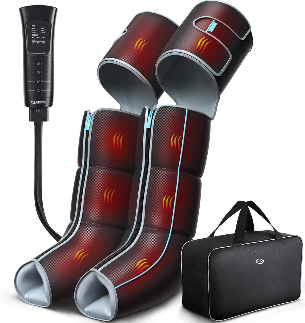 ALLJOY Leg Massager for Circulation and Pain Relief FSA, Leg Massager with Heat and Compression, Helps with Swollen Legs, Edema, RLS, FSA/HSA Eligible, Father's Day Gifts for Dad Men Mom Women