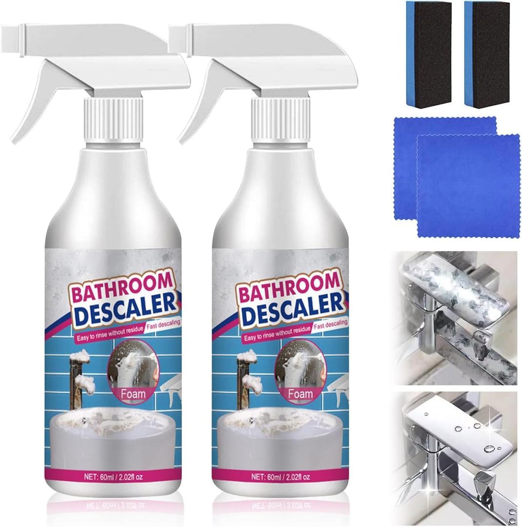 Bathroom Descaler Foam Cleaner,Bubble Cleaner Foam,Bathroom Glass Descaler,All Purpose Rinse Cleaning Foams Spray For Bathtub,Toilet,Glass,Faucet (2PCS)