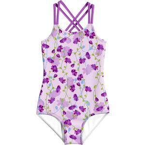 LQSZ Girls One Piece Swimsuits Quick Dry Beach Bathing Suit Cross Shoulder Strap Swimwear