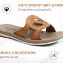 ONCAI Slides for Womens,Flat Dressy Square Toe Summer Beach Sandals for Woman with Comfortable Non-slip Rubber Soles Size 6-11 (8, Fashion Beige)